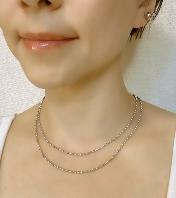 ball chain necklace（silver/long） 2枚目の画像