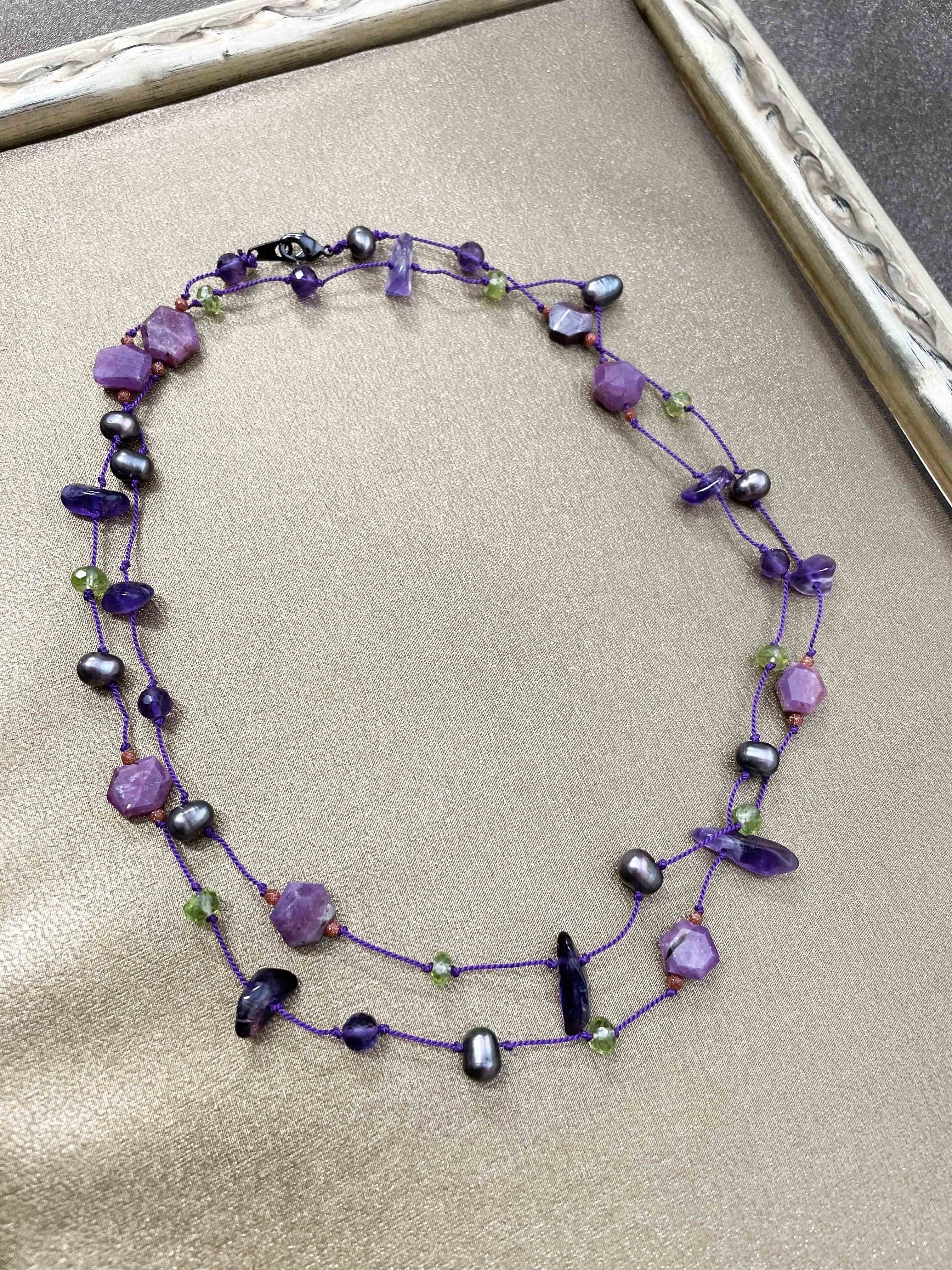 アメジストシルクコードネックレス(送料無料)