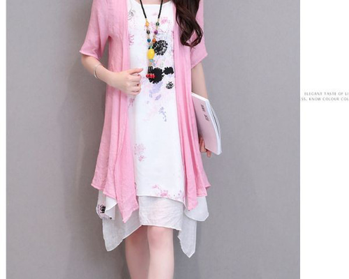 大きいサイズ レディース 花柄ワンピース ロングカーディガン