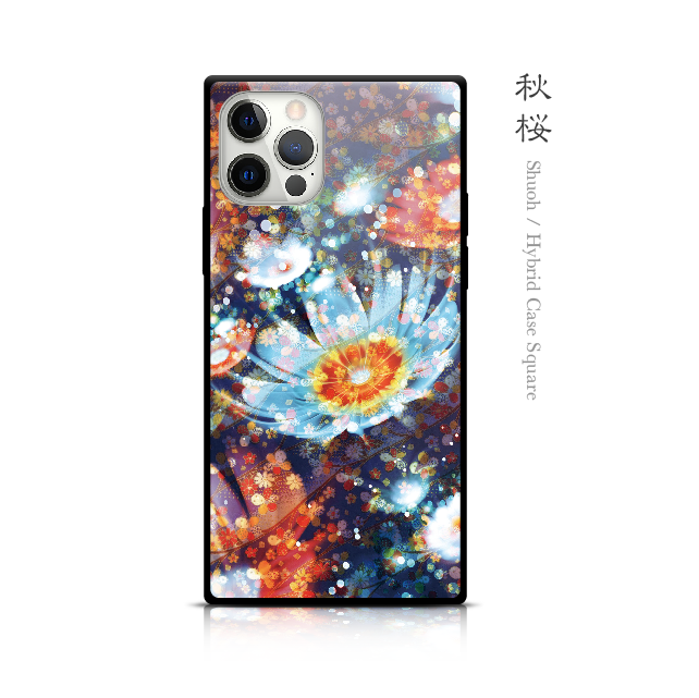 秋桜 - 和風 四角型 強化ガラスiPhoneケース/iPhone17/17Pro/17ProMax/Airも対応