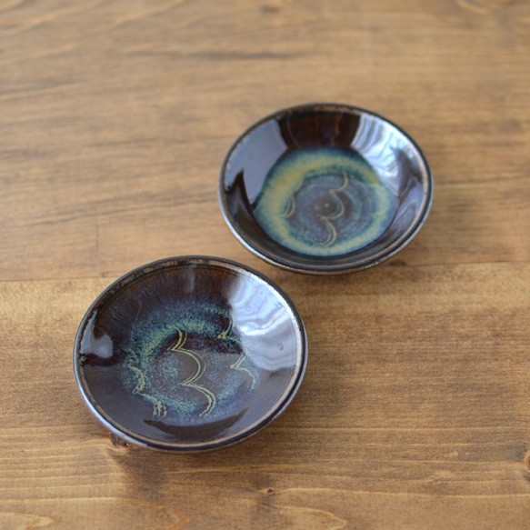 -24/z5　飴釉薬　豆皿 24/z5 飴釉薬 豆皿