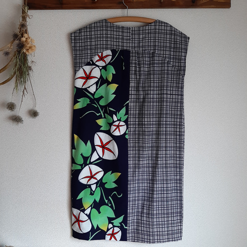 浴衣リメイクフレンチスリーブワンピース 浴衣生地 フレンチスリーブワンピース MLサイズ 着物リメイク