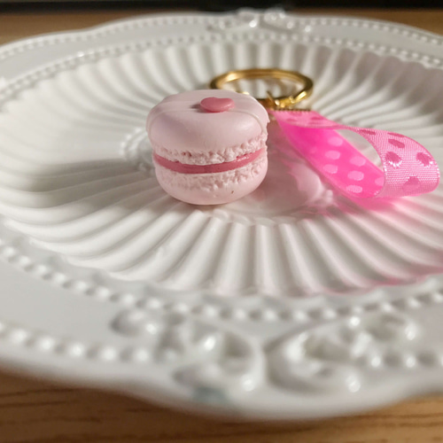 ラブピンクマカロンキーホルダー キーリング 迷你菇菇手作 Mini GuGu