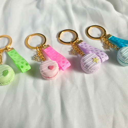 ラブピンクマカロンキーホルダー キーリング 迷你菇菇手作 Mini