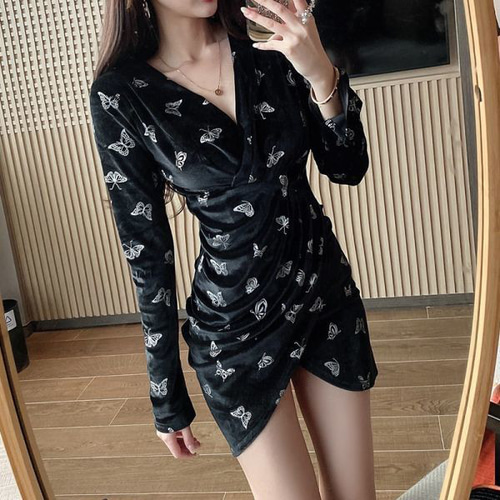 まとめ買いOK♡セクシー蝶々柄ミニワンピース キャバ嬢必見！ キャミ ワンピース パーティー ドレス ミニ セクシー キャバ嬢