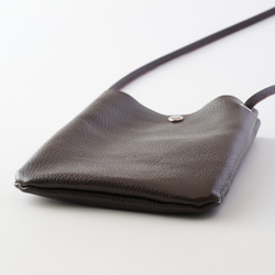 【日本製】本革シュリンクレザー Mサコッシュ スマホショルダー スマホポーチ 【ショルダー長さ自由調節】ブラウン 2枚目の画像