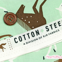 USAコットン(110×50) COTTON+STEEL Wild & Free 野生馬 グリーン 3枚目の画像