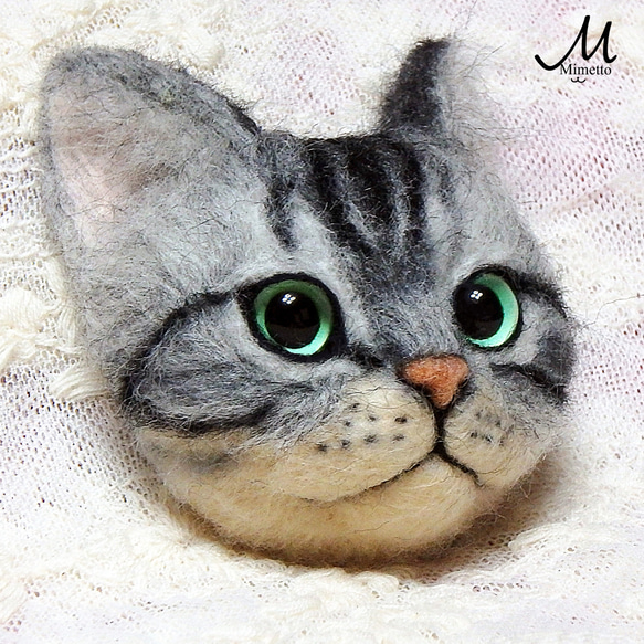 猫顔ブローチ(家の仔オーダー) 3枚目の画像