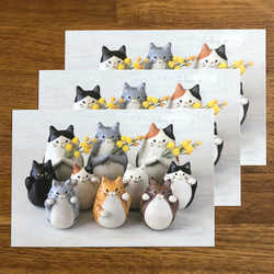 【猫好きさんに】Hachinoco猫オブジェポストカード　3枚セット 2枚目の画像