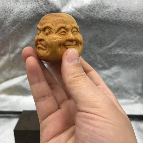 極上の木彫】四面仏 喜怒哀楽 木工細工 彫刻 置物 彫刻