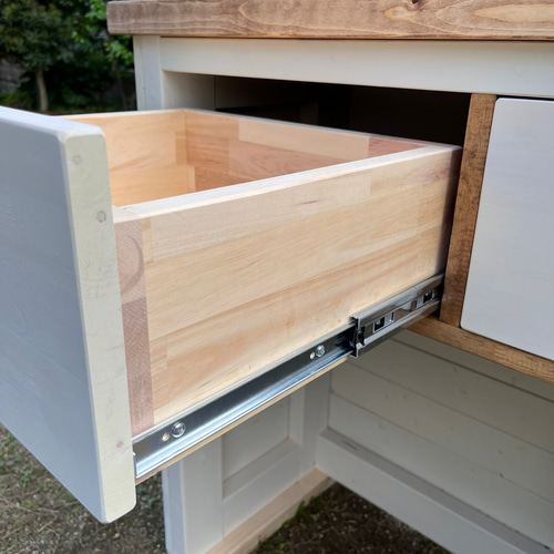 カフェ風 カウンターテーブル レジ台 受付カウンター 引き出し付