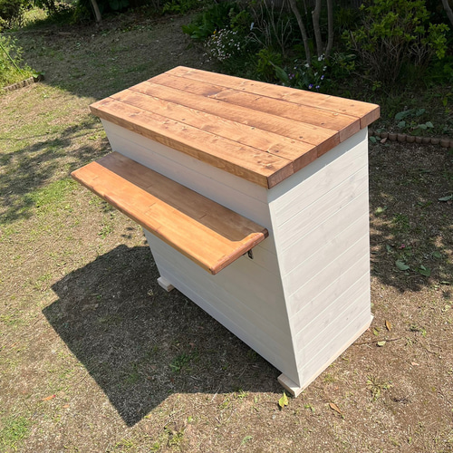 カフェ風 カウンターテーブル レジ台 受付カウンター 引き出し付