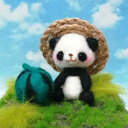 羊毛フェルト　すいか売りのパンダ 1枚目の画像