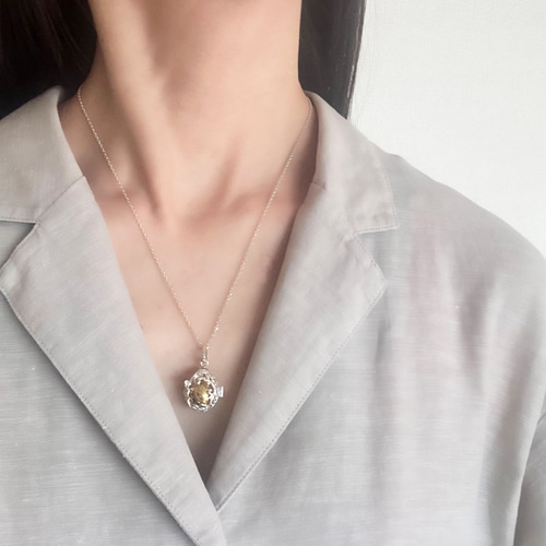 ✼シルバー925✼ラブラドライトのペンダントトップ༺ぱかりと開けられる