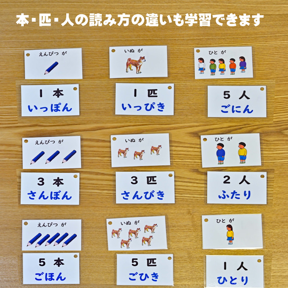 ものの数え方カード　はがきサイズ　説明書付き　数え方に　１～５の数の学習に 4枚目の画像
