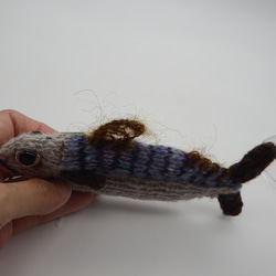 【あみぐるみ】棒針編みでサバ。魚　鯖 縮絨【128】 3枚目の画像