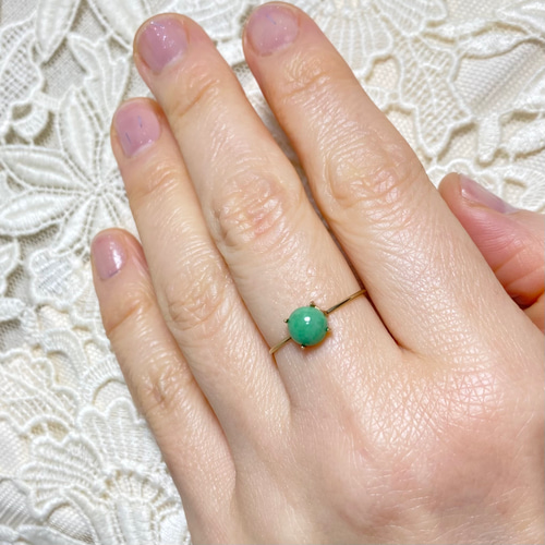 K10 天然翡翠リング （選べるサイズ） 原石から磨いた1点もの