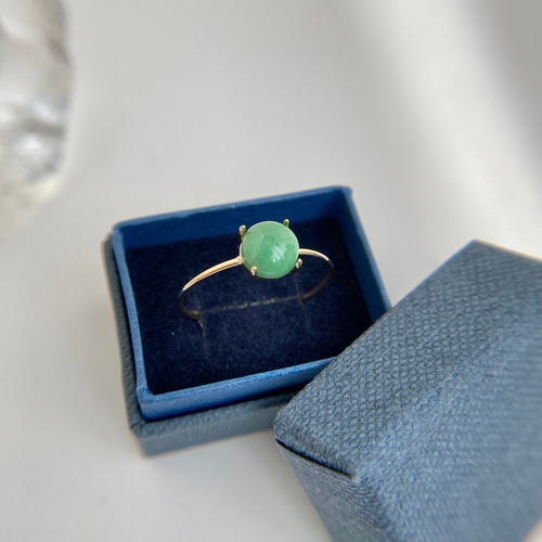 K10 天然翡翠リング （選べるサイズ） 原石から磨いた1点もの