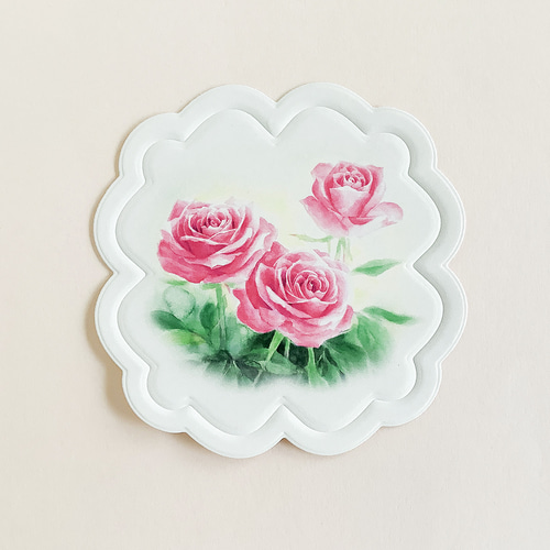 Roses花型ダイカットメッセージカード3枚 封筒付き メッセージ