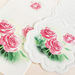Roses花型ダイカットメッセージカード3枚　封筒付き 1枚目の画像