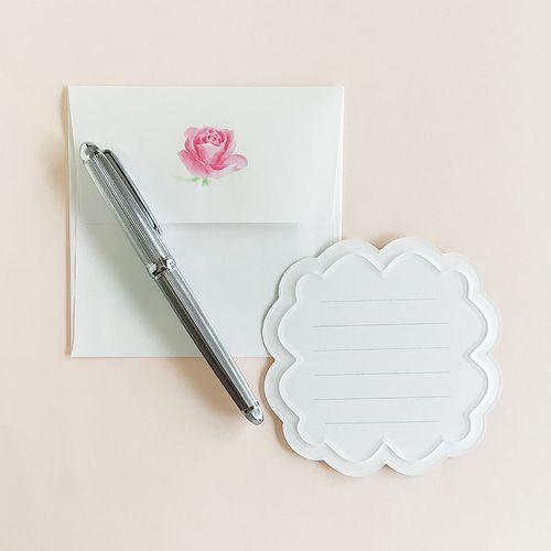 Roses花型ダイカットメッセージカード3枚 封筒付き メッセージカード