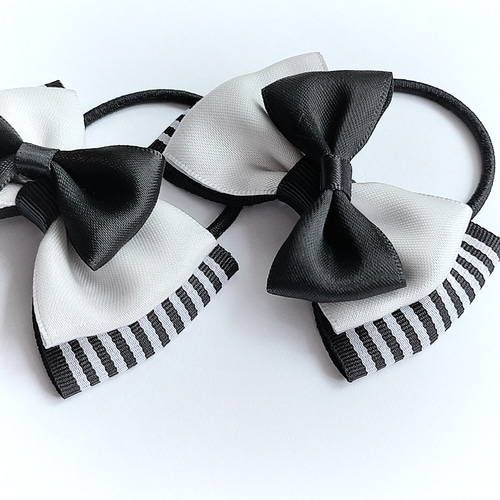 スタイリッシュリボンヘアゴム(2個セット) ヘアゴム *hicona