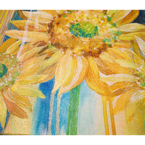 絵画　油絵　原画　一点物　花　向日葵　イエロー　夏　アート　インテリア　SM 絵画 油絵 原画 一点物 花 向日葵 イエロー 夏 アート