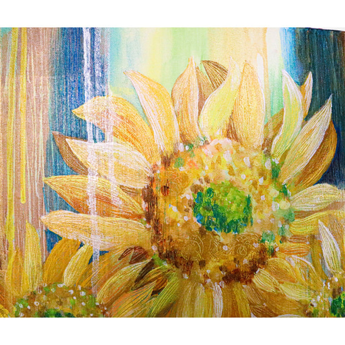 【オリジナル】「ひまわり」抽象画　現代アート　モダンアート　インテリア 原画 抽象画 向日葵 F6 ゴールド ひまわり イエロー おしゃれ