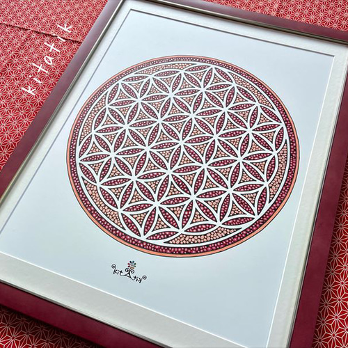 神聖幾何学アート【ストーンオブライフ～赤】