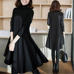 秋冬 フレアワンピース レディース 40代 ワンピース 黒 レディース 40