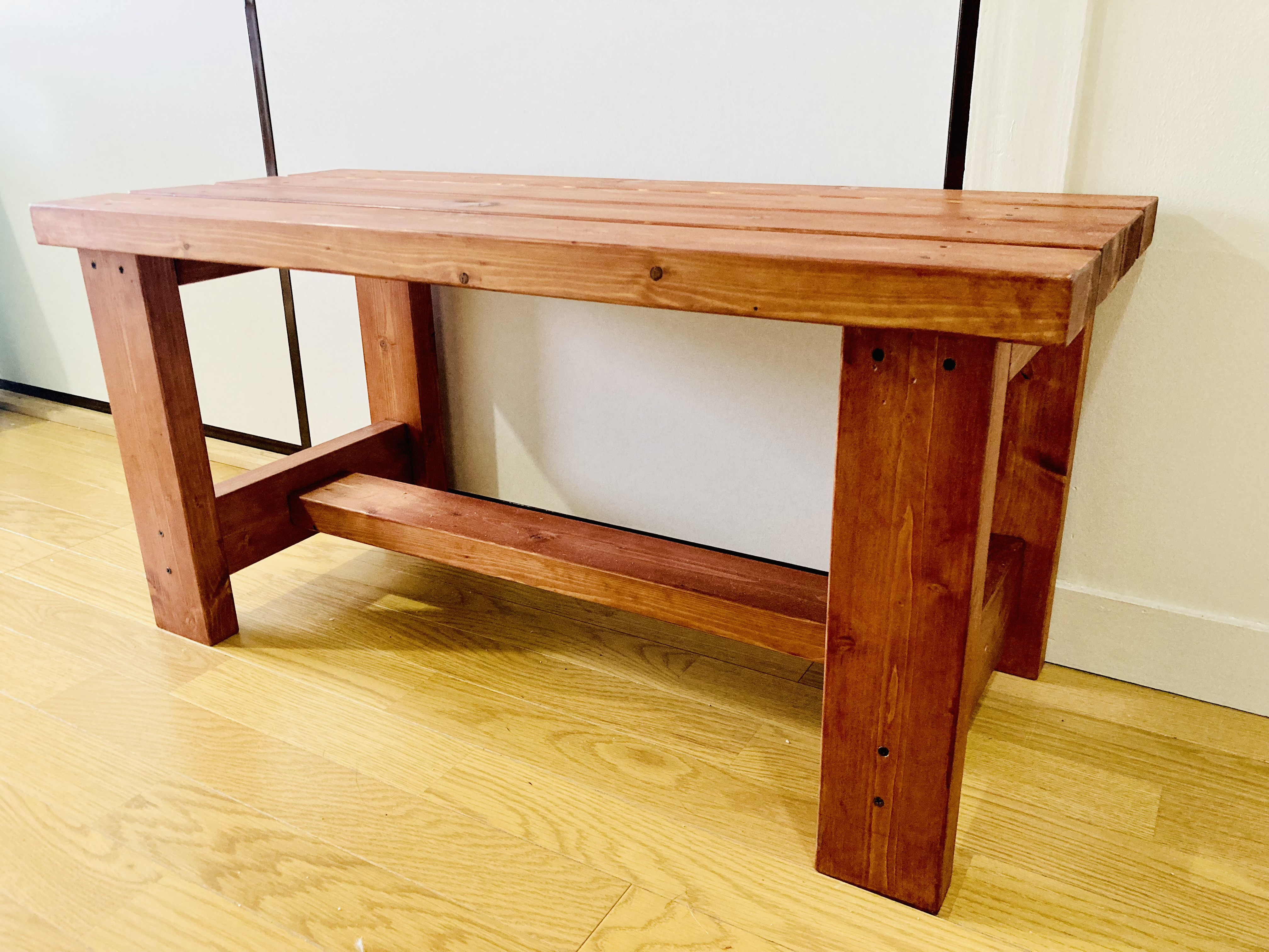 二人用ベンチ 安心の自然塗料 柿渋三度塗り