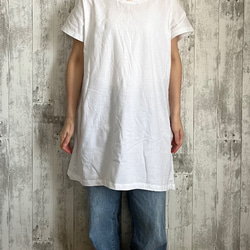 夏cotton100%シンプルチュニック丈ドルマンTシャツ☆白 1枚目の画像