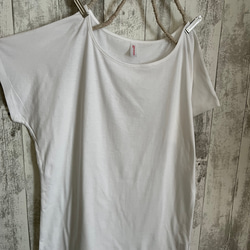 夏cotton100%シンプルドルマンTシャツ♦白 2枚目の画像