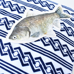 『ゲンゴロウブナくん』浴衣とデニムのお魚ショルダーバッグ（サコッシュ） 6枚目の画像