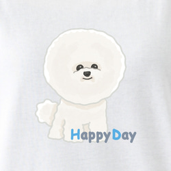 ビションフリーゼのHappy Day　ビッグプリントTシャツ ホワイト 3枚目の画像