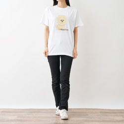 ビションフリーゼのHappy Day　ビッグプリントTシャツ ホワイト 7枚目の画像