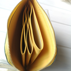 【受注生産】使いやすくてコンパクト☆L字ファスナー長財布『coron』lightbluegreen×yellow 7枚目の画像