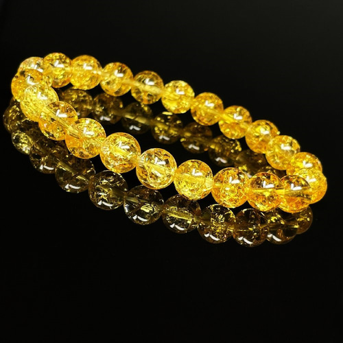 最強金銭運数珠】シトリン クラック ブレスレット 8ミリ 11月 誕生石
