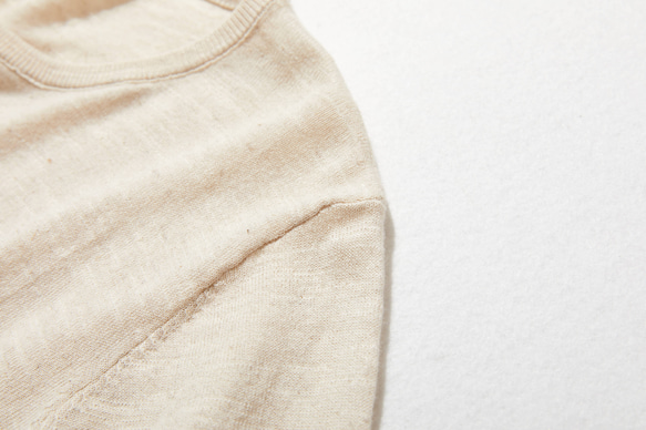 棉麻短袖針織，易於混搭，看起來很優雅，米色 220707-3 第7張的照片