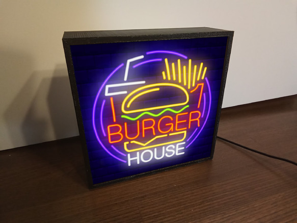 アメリカン雑貨 ハンバーガー バーガーハウス ファーストフード カフェ バー ランプ 看板 置物 雑貨 ライトBOX 3枚目の画像