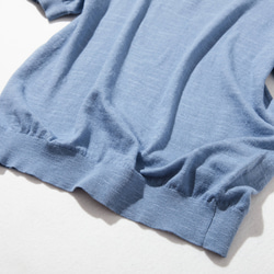 棉麻短袖針織藍色 220707-4 容易混搭又顯優雅 第3張的照片