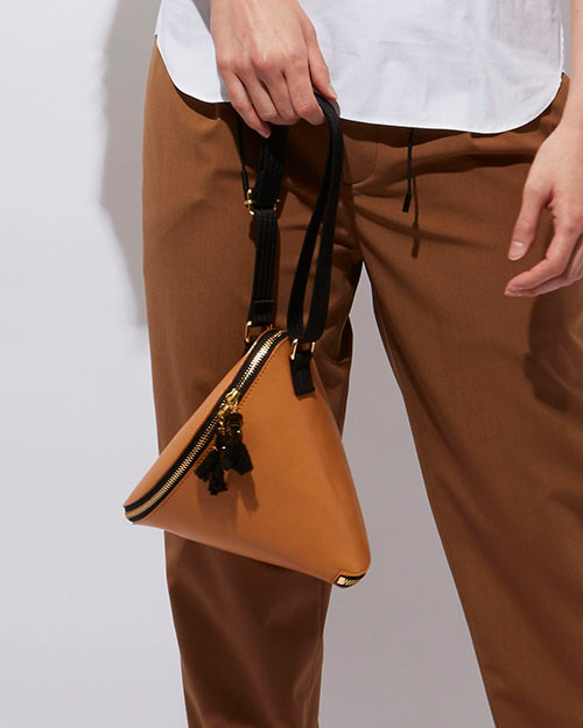 wmg. Triangle small leather bag / brown 3枚目の画像