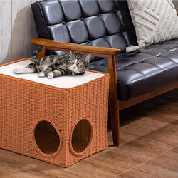 ソファサイドキャットハウス 猫ベッド キャットベッド クッション付き 風が通る 涼しい 洗える ボックス型 バスケット 9枚目の画像