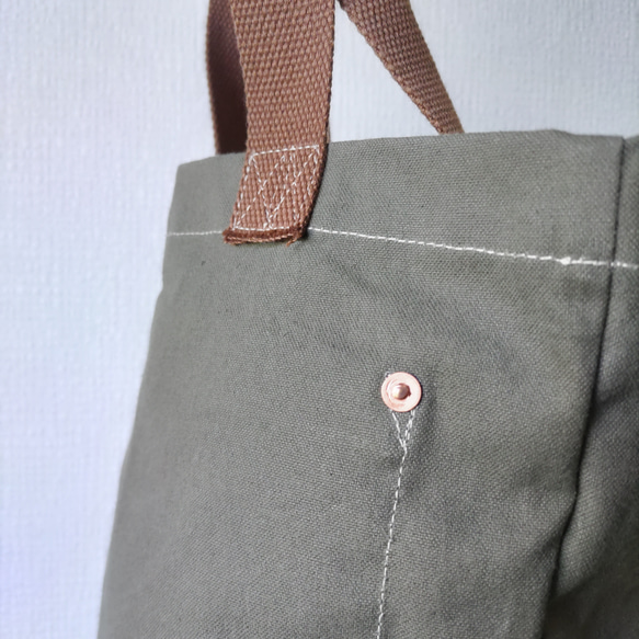 OLIVE COTTON CANVAS BUCKET TOTEBAG オリーブコットンキャンバスバケツトートバッグ 4枚目の画像