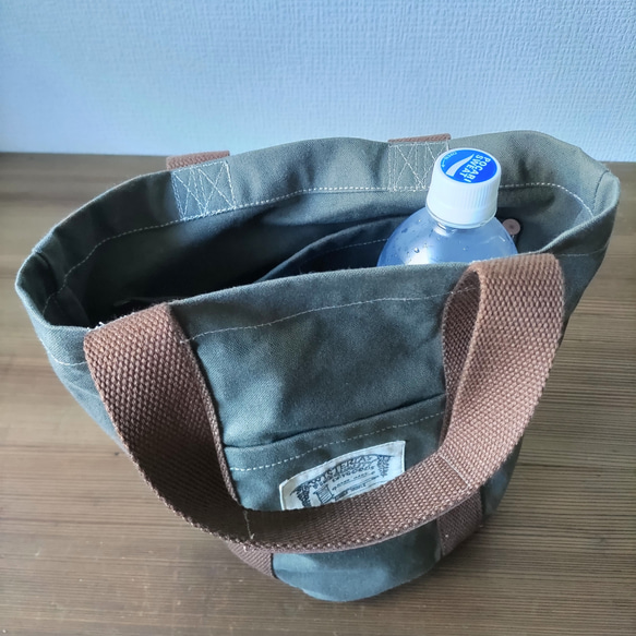 OLIVE COTTON CANVAS BUCKET TOTEBAG オリーブコットンキャンバスバケツトートバッグ 8枚目の画像