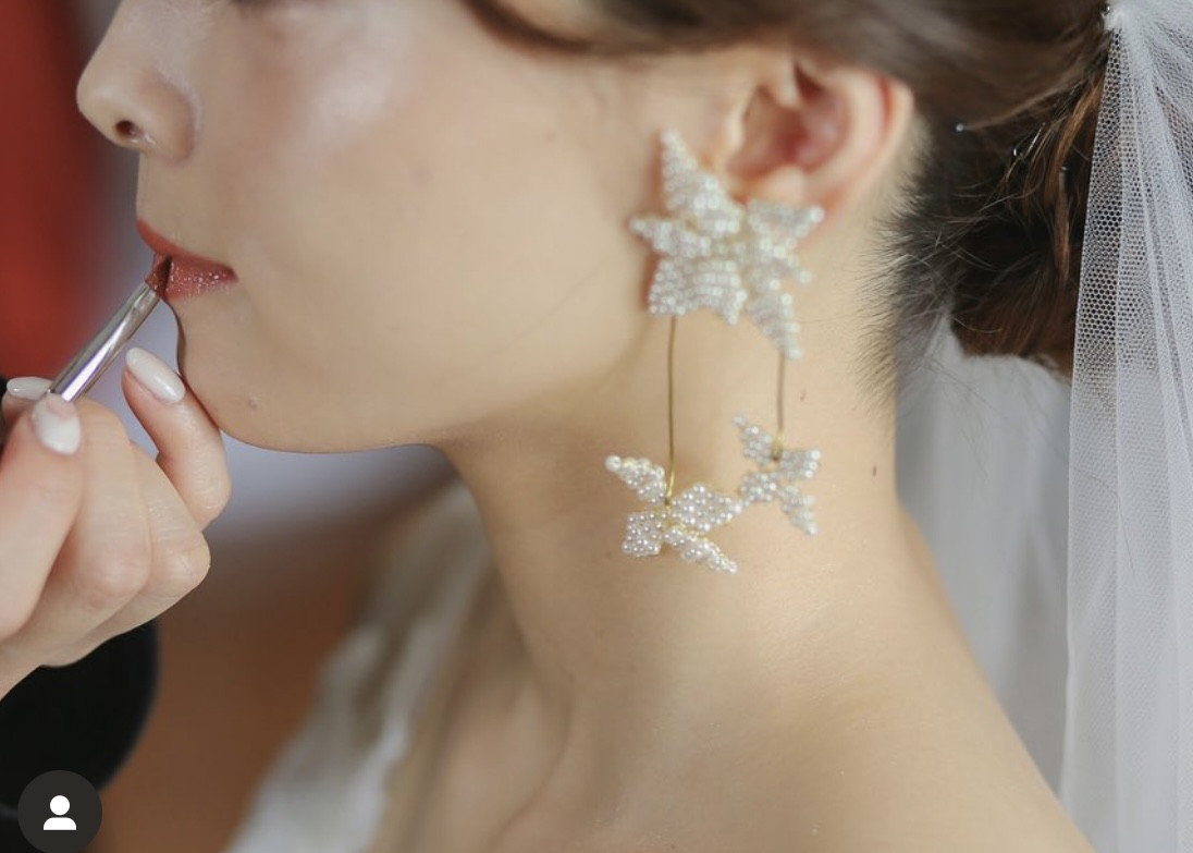 055パールフラワー　結婚式　花嫁　アクセサリー　ピアス　イヤリング　 ウェディングアクセサリー