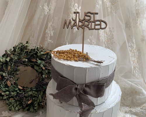 ケーキトッパー JUST MARRIED 結婚式 Sサイズ ケーキトッパー