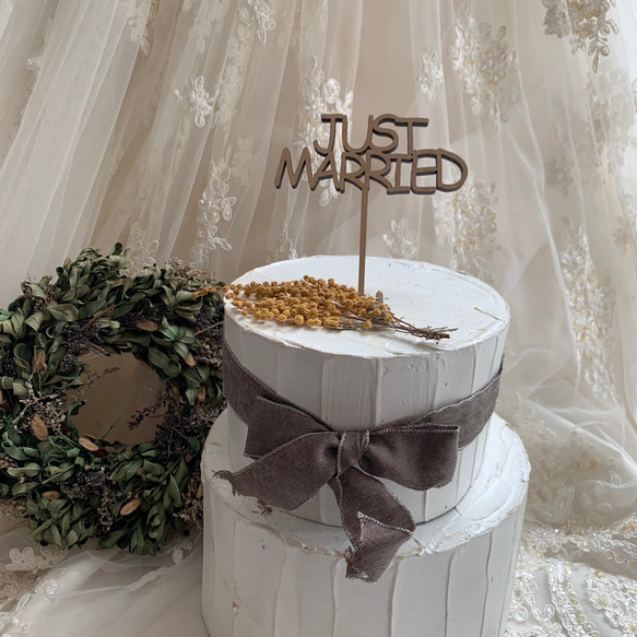 ケーキトッパー　JUST MARRIED  結婚式　Sサイズ 1枚目の画像