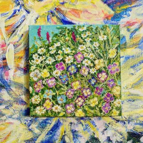 お得】 garden】アクリル画 Sunflower F3 絵画 - 花の絵 原画