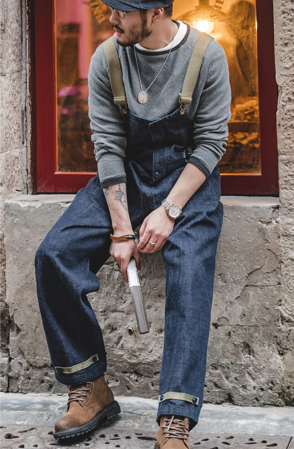 デッキ オーバーオール サロペット デニム カジュアルパンツ ゆったり